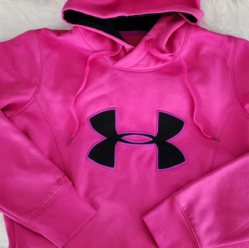 Women's Under Armour Semi-Fitted Coldgear Hoodie, Md, Pink With Purple Detail